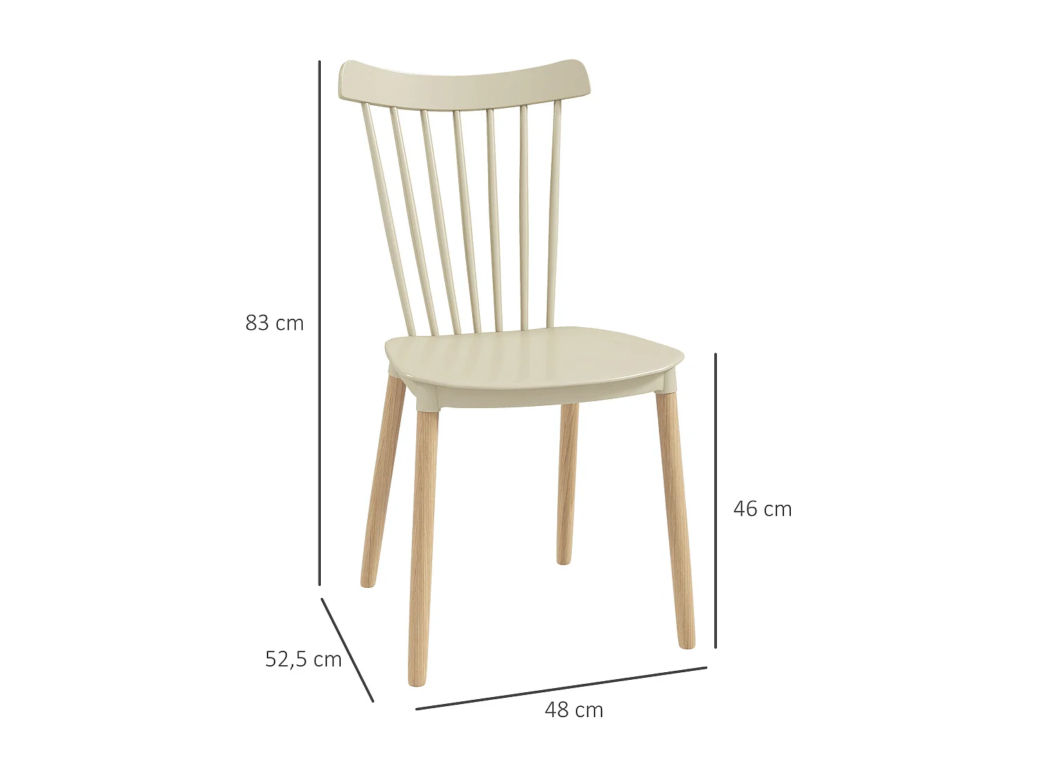 Sillas de comedor madera natural 48x52.5x83 cm HOMCOM
