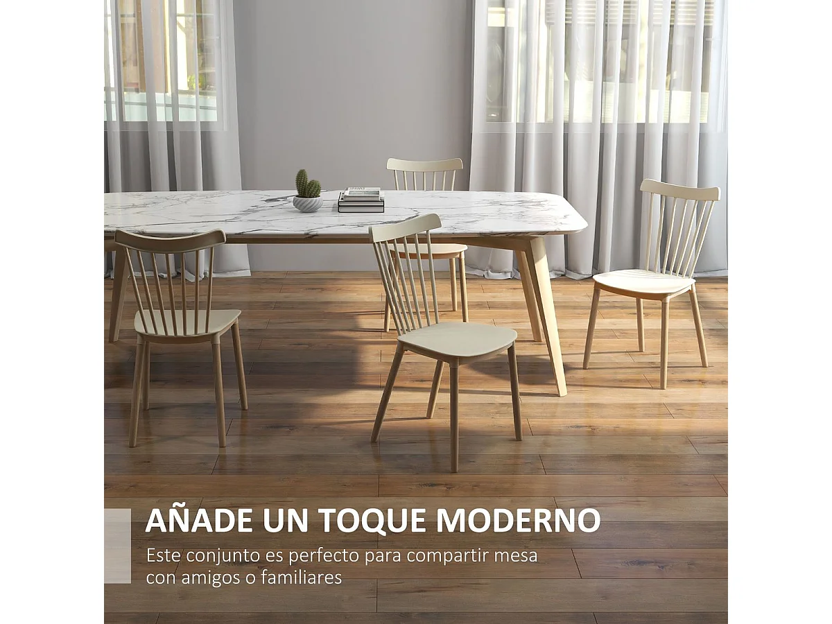 Sillas de comedor madera natural 48x52.5x83 cm HOMCOM