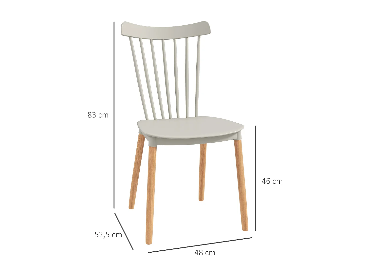 Sillas de comedor gris 48x52.5x83 cm HOMCOM