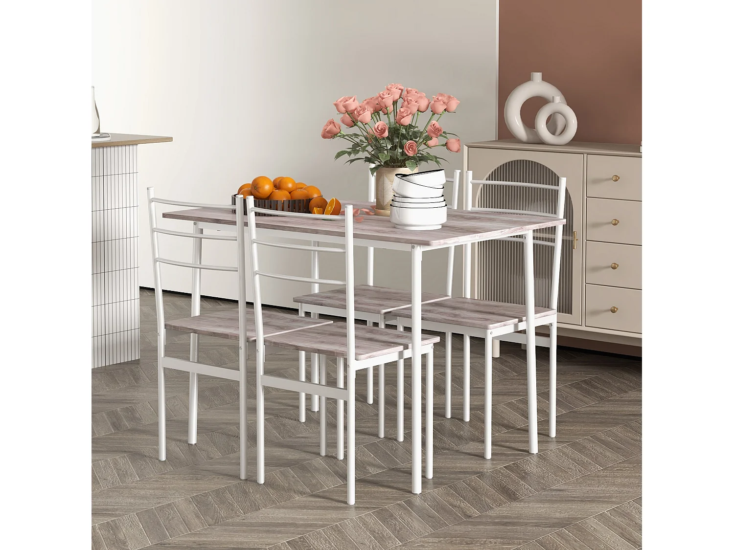 Conjunto de comedor blanco 110x70x75 cm HOMCOM