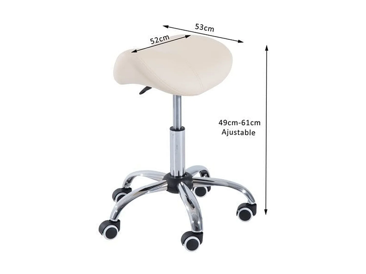 Taburete giratorio blanco 52x53x61 cm HOMCOM