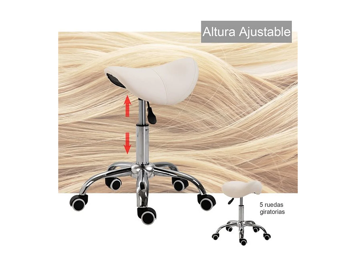 Taburete giratorio blanco 52x53x61 cm HOMCOM