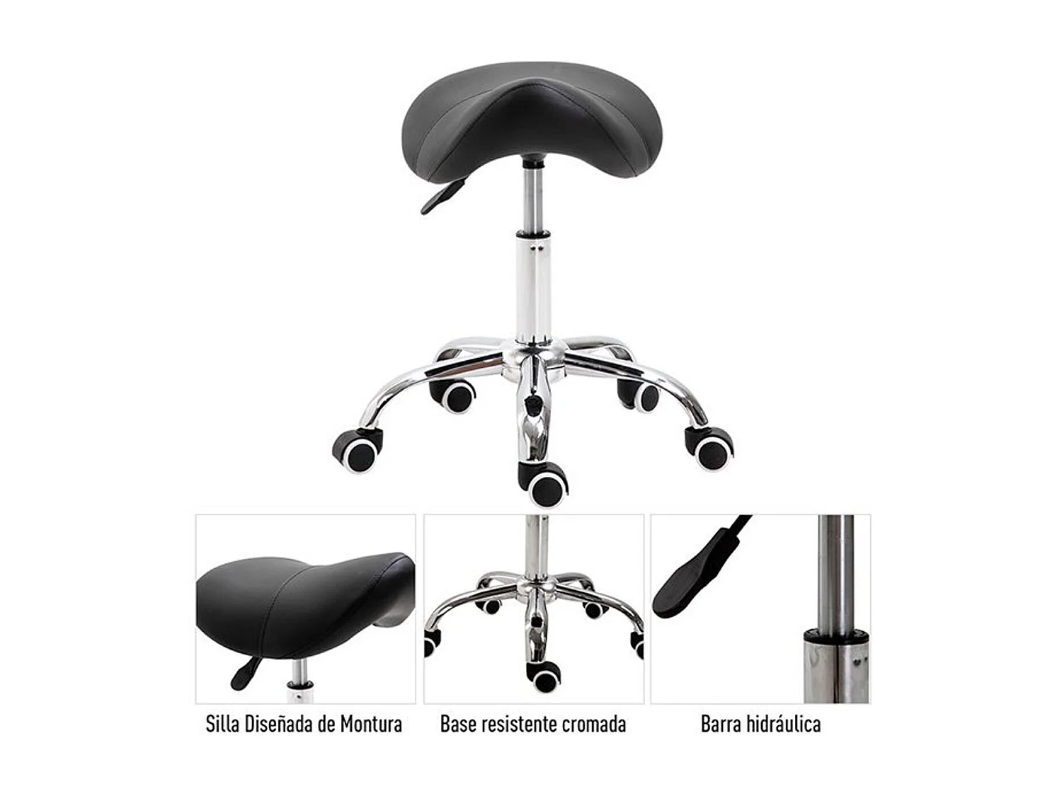 Taburete giratorio negro 52x53x61 cm HOMCOM