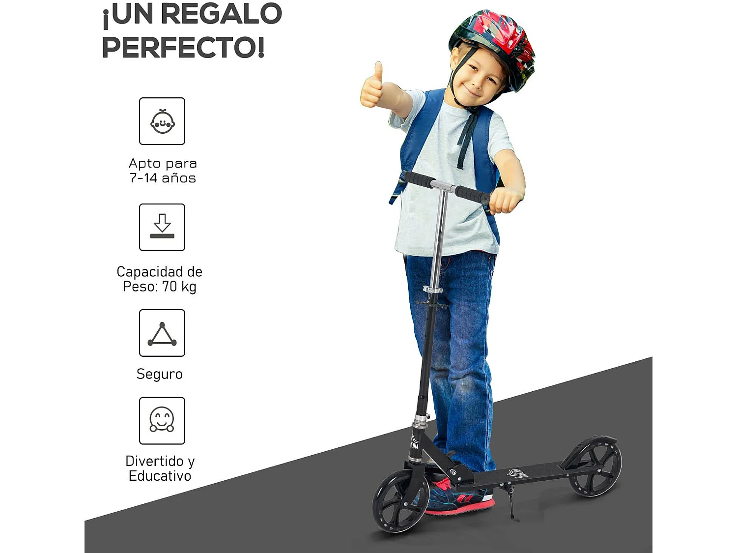 Scooter infantil negro 88x37x100 cm HOMCOM