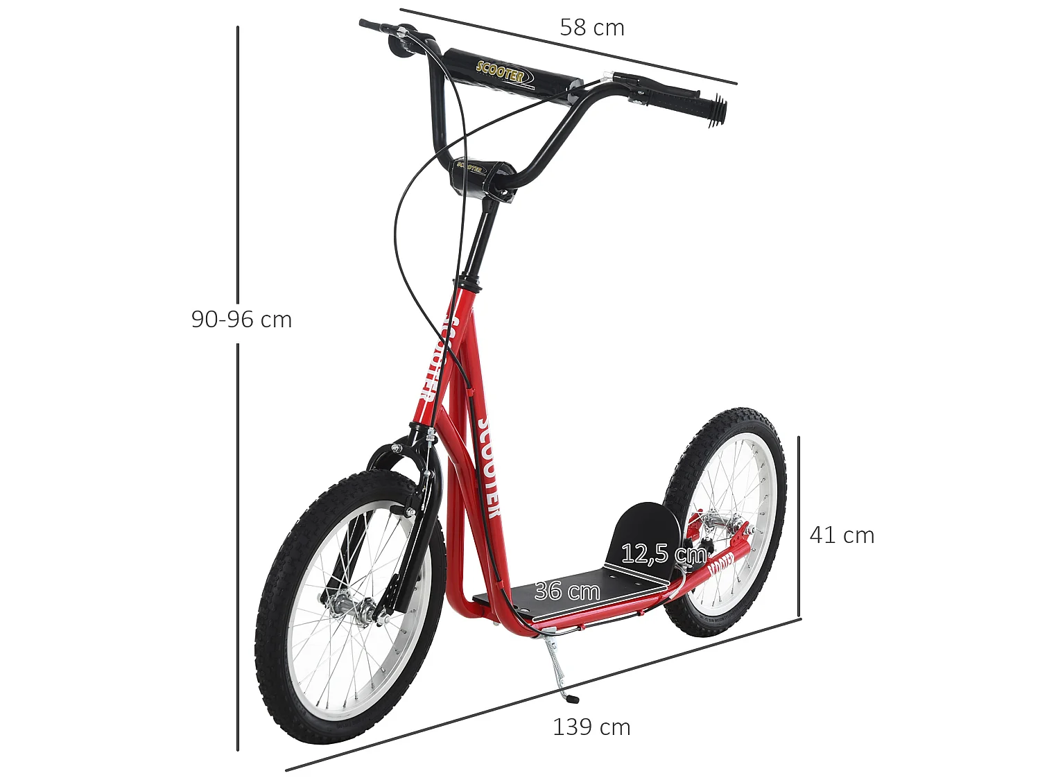 Patinete para niños rojo 139x58x96 cm HOMCOM