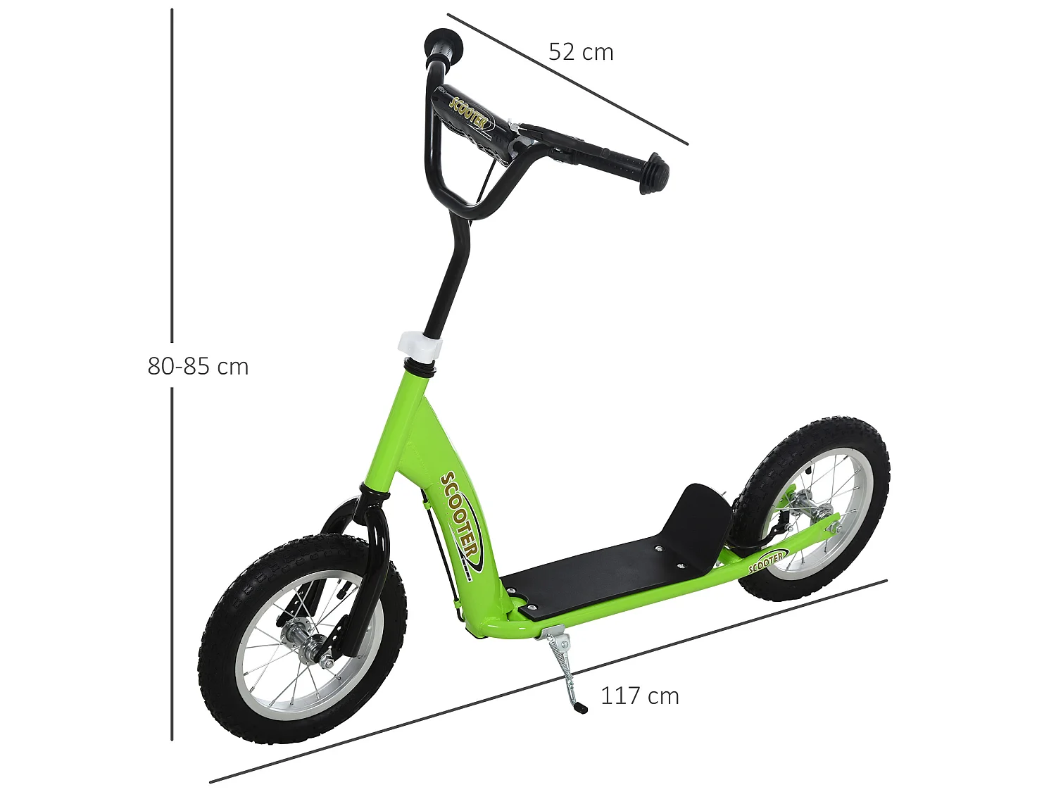 Patinete para niños verde 117x52x85 cm HOMCOM