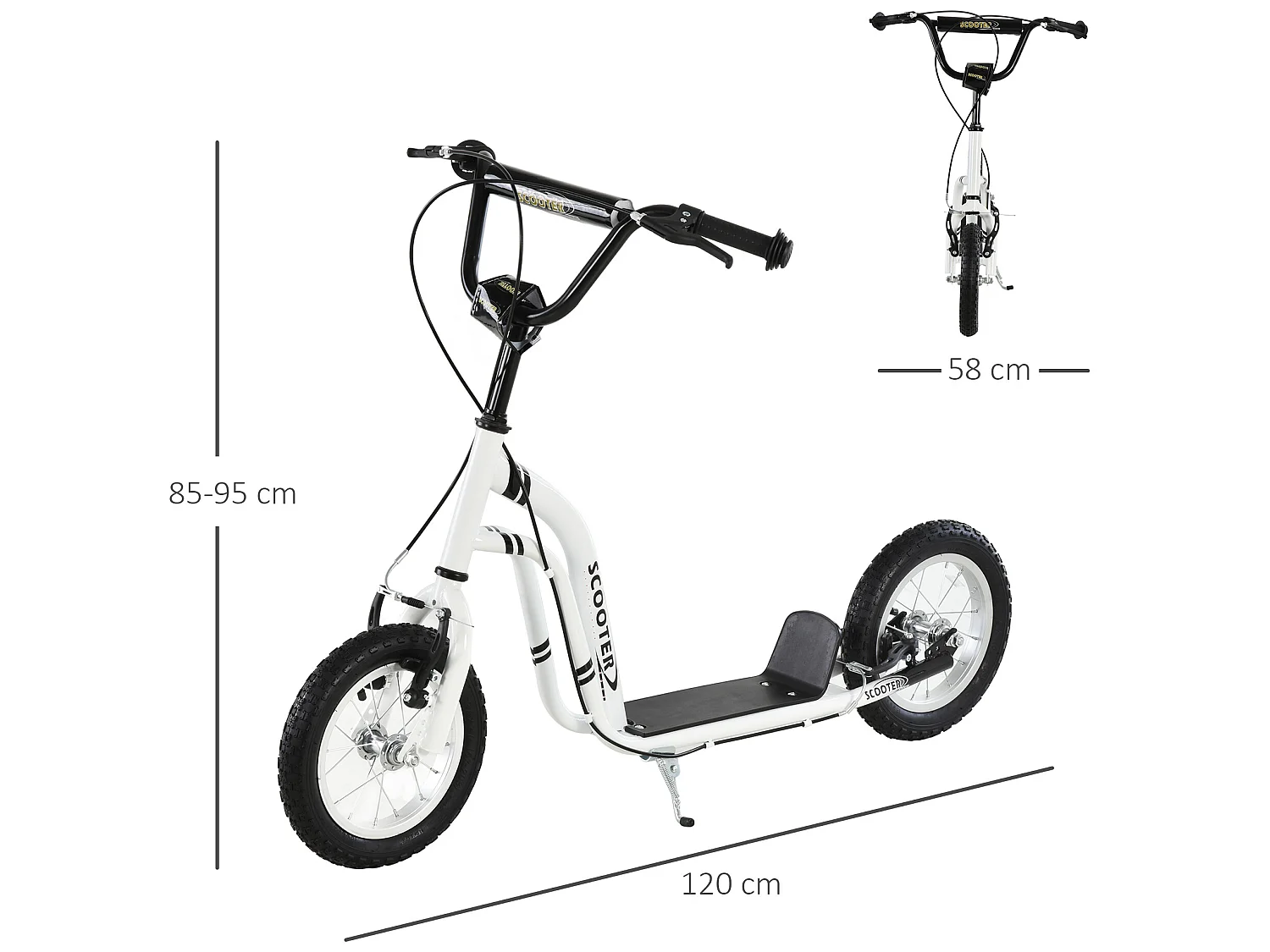 Patinete para niños white 120x58x95 cm HOMCOM