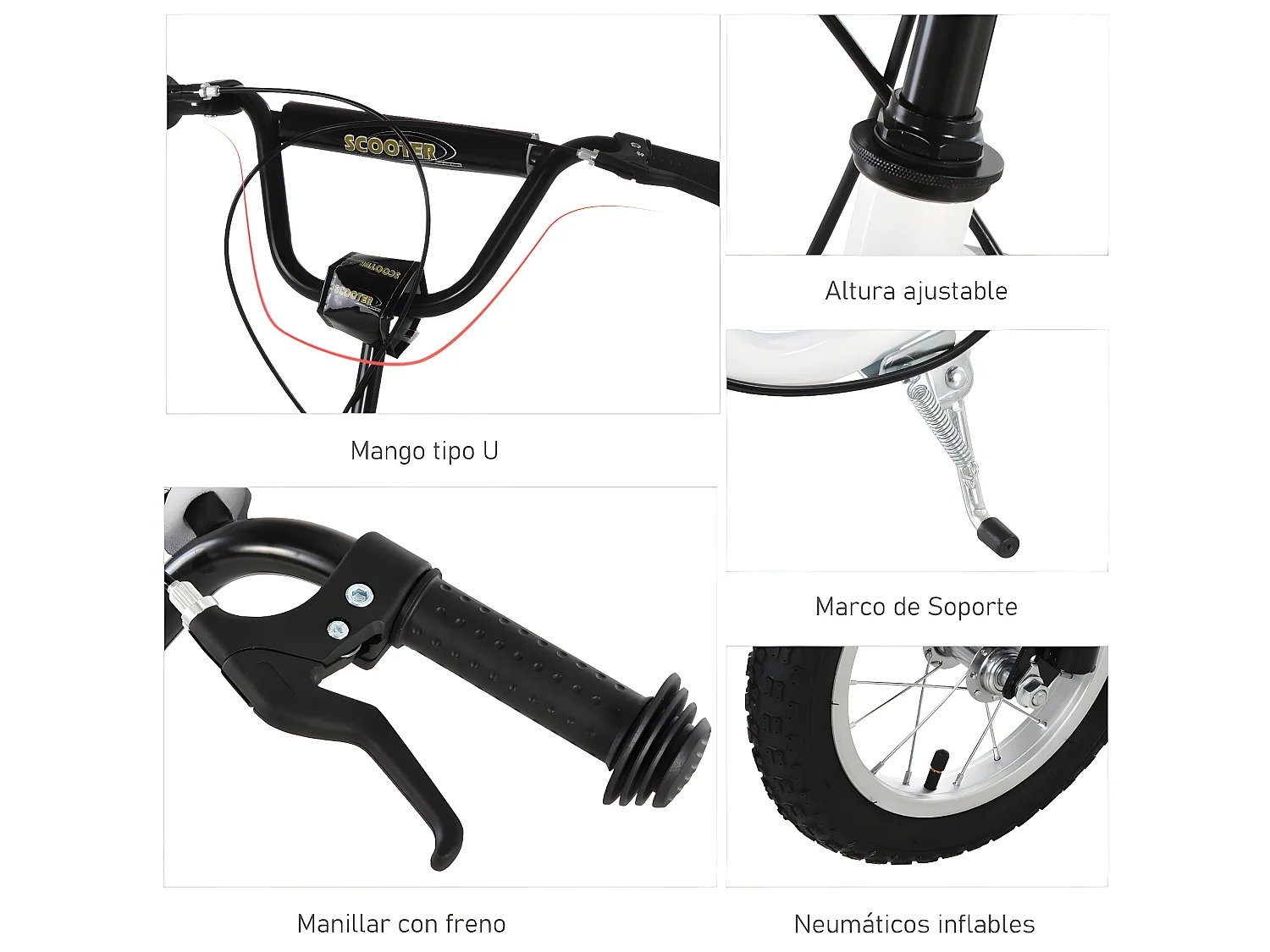 Patinete para niños white 120x58x95 cm HOMCOM