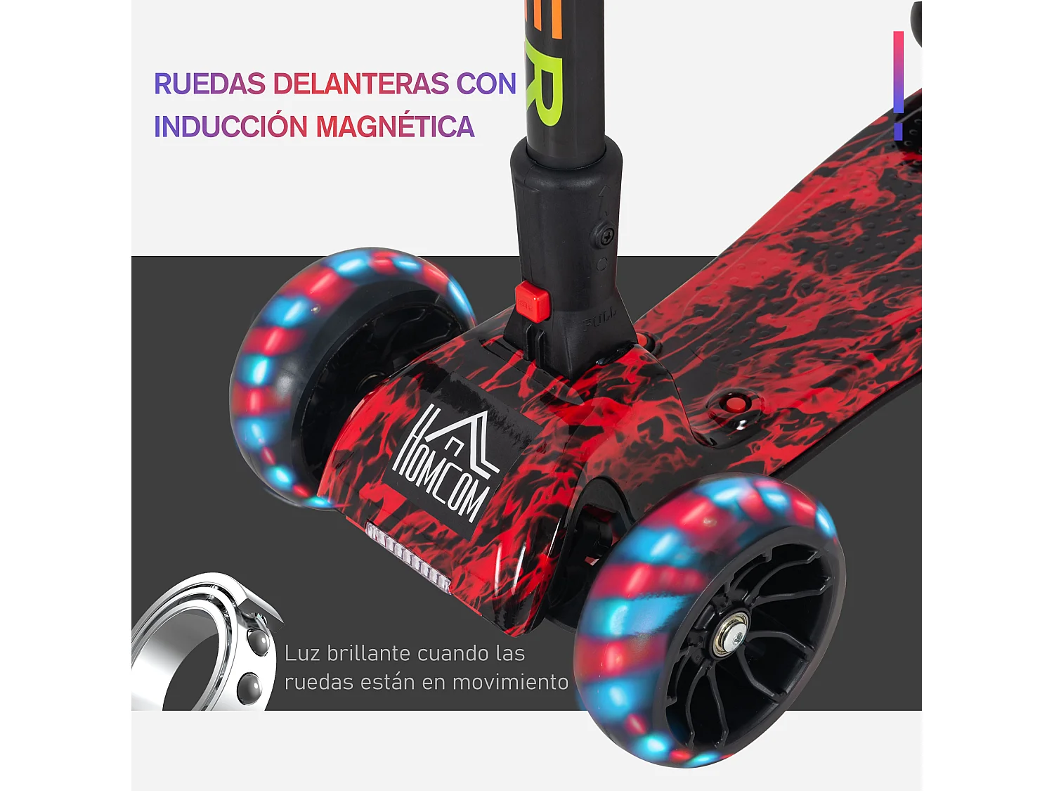 Patinete eléctrico rojo 62x26x81 cm HOMCOM