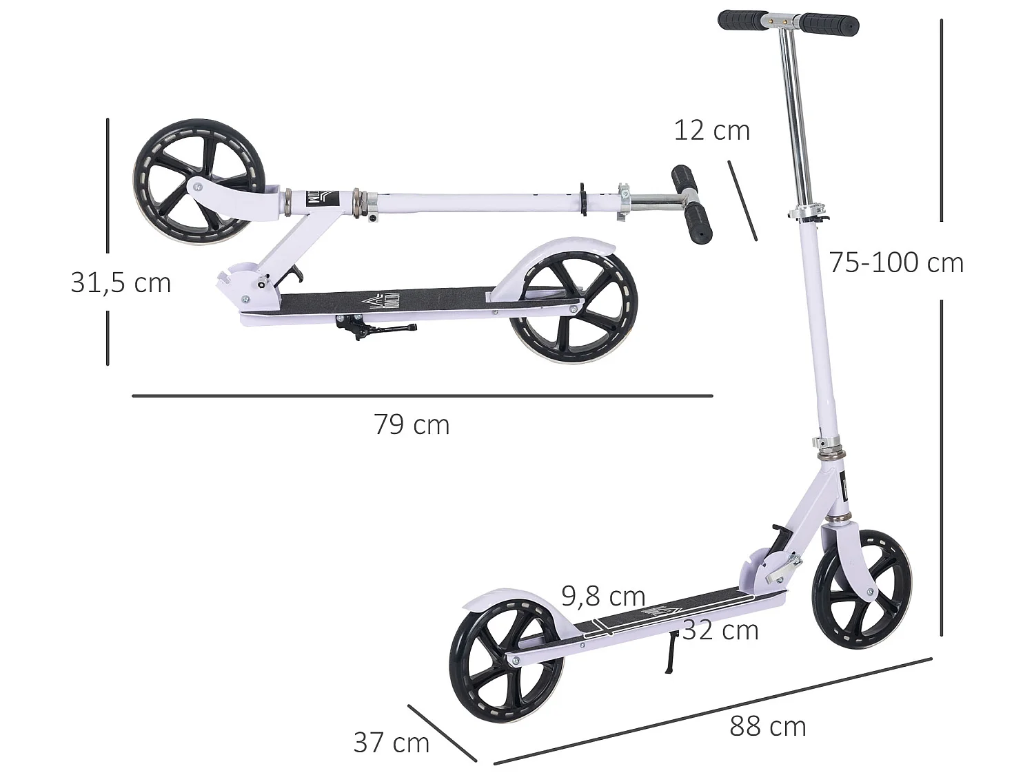Scooter infantil blanco 88x37x100 cm HOMCOM
