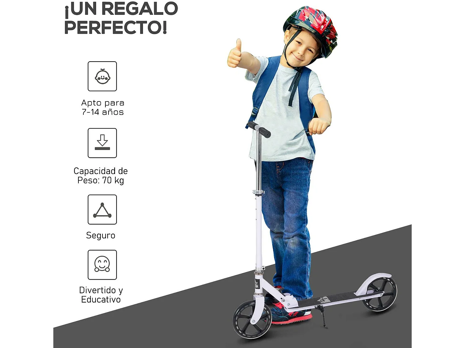 Scooter infantil blanco 88x37x100 cm HOMCOM