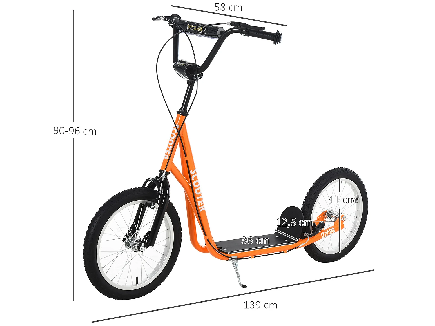 Patinete para niños naranja 139x58x96 cm HOMCOM