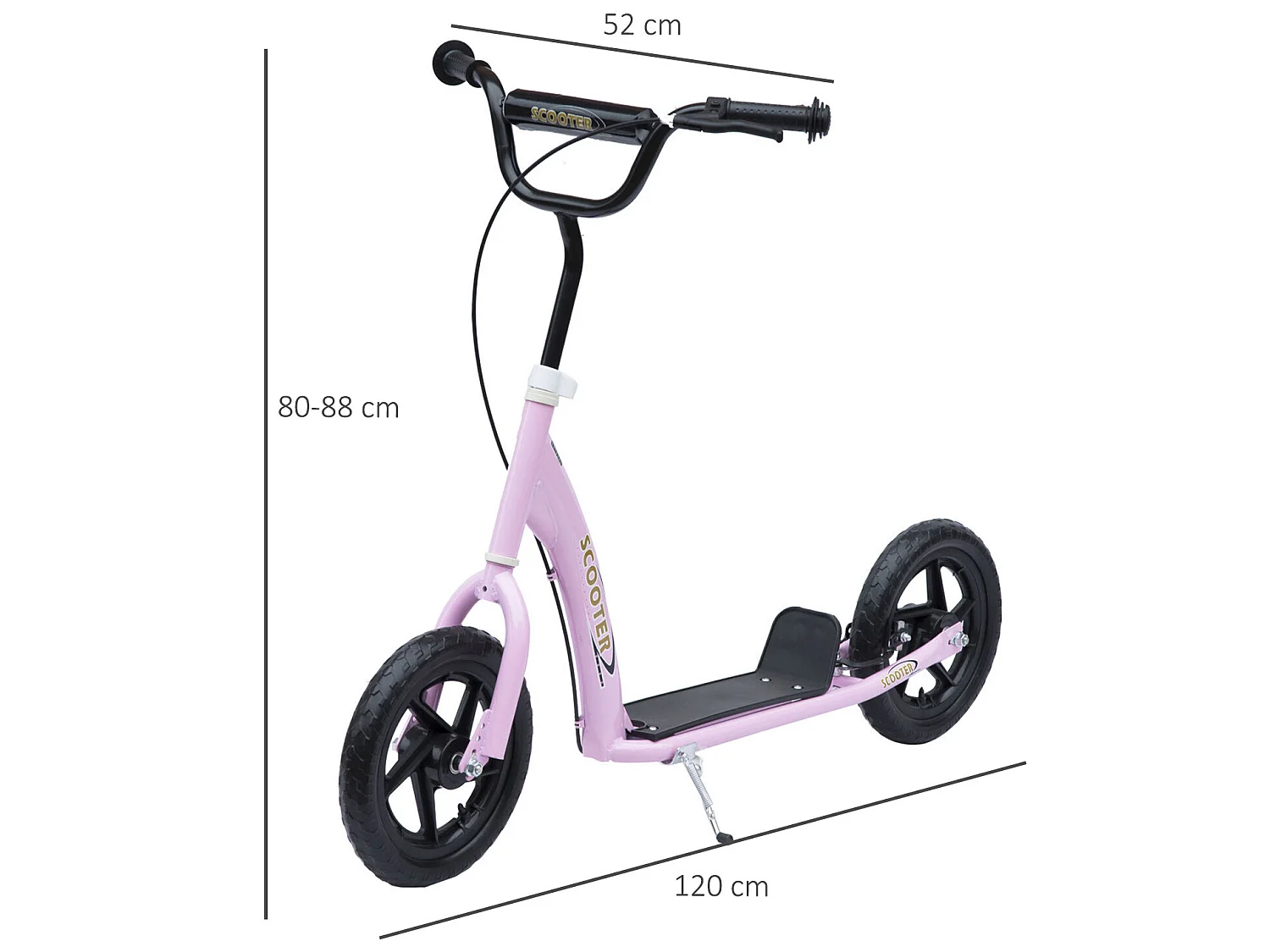 Patinete para niños rosa 120x52x88 cm HOMCOM