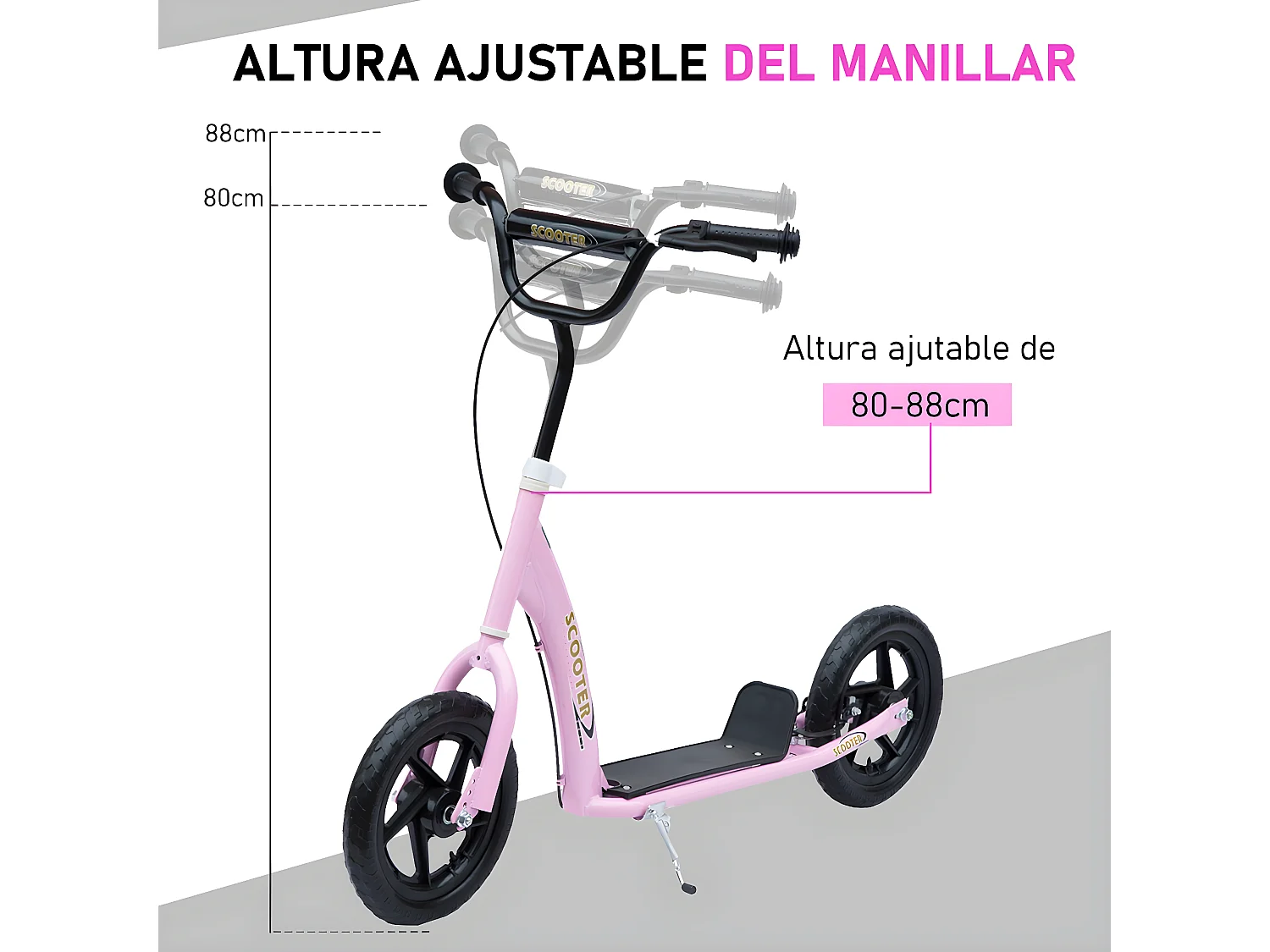 Patinete para niños rosa 120x52x88 cm HOMCOM