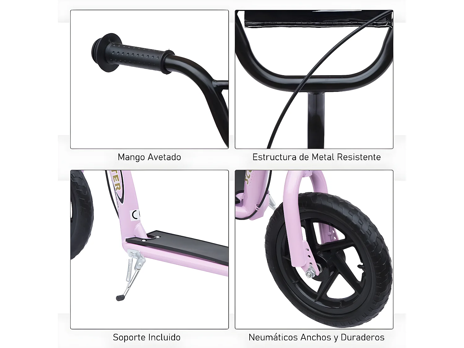 Patinete para niños rosa 120x52x88 cm HOMCOM