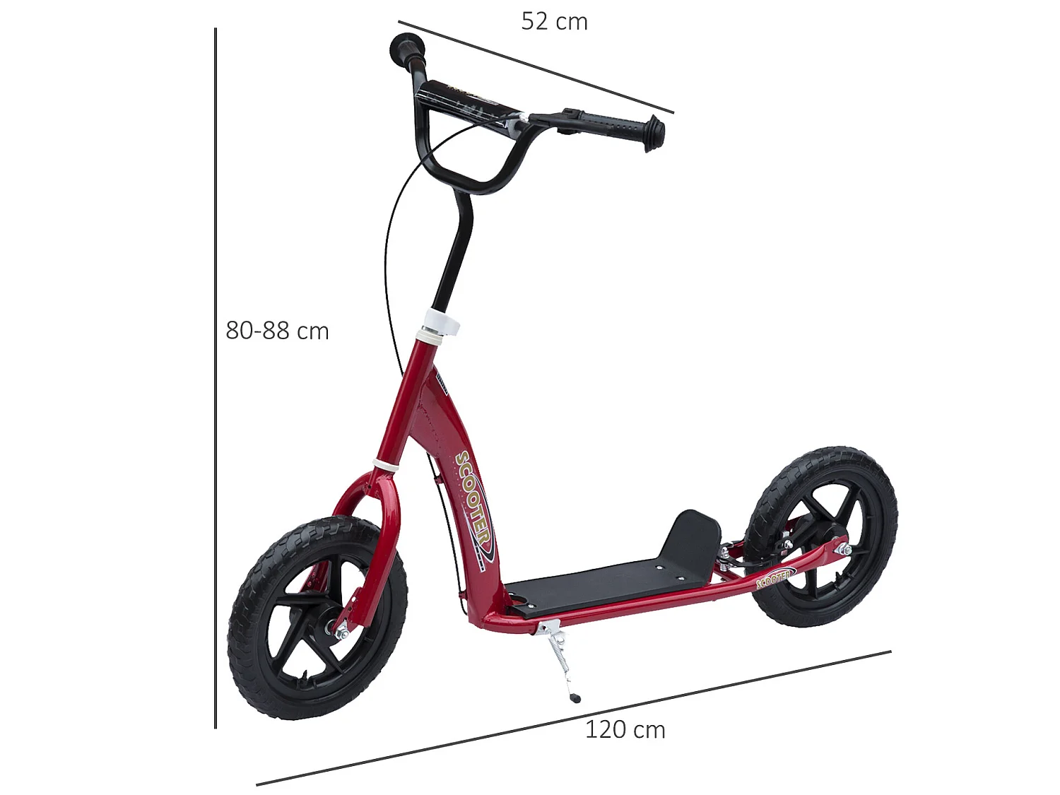 Patinete para niños rojo 120x52x88 cm HOMCOM