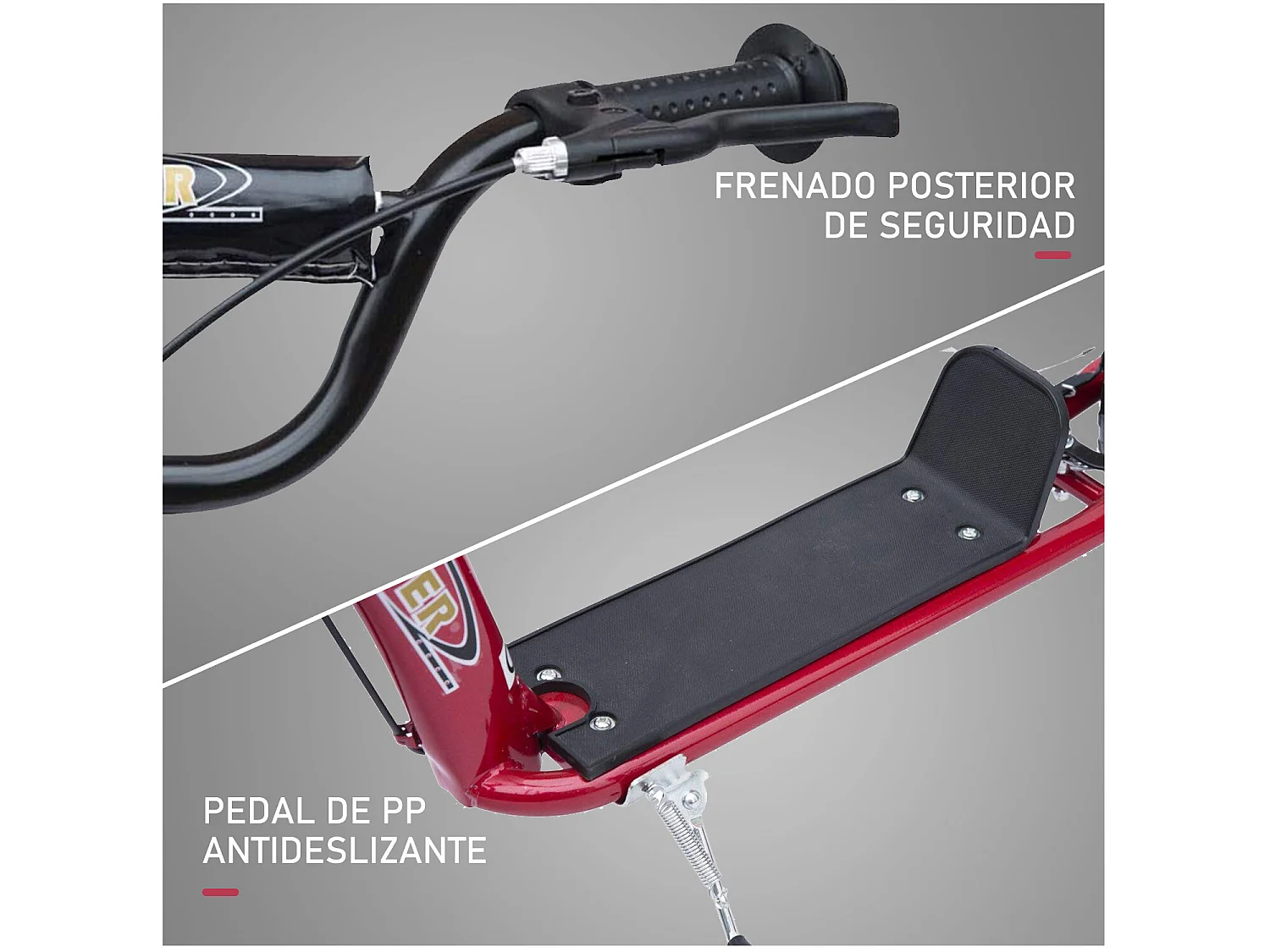 Patinete para niños rojo 120x52x88 cm HOMCOM