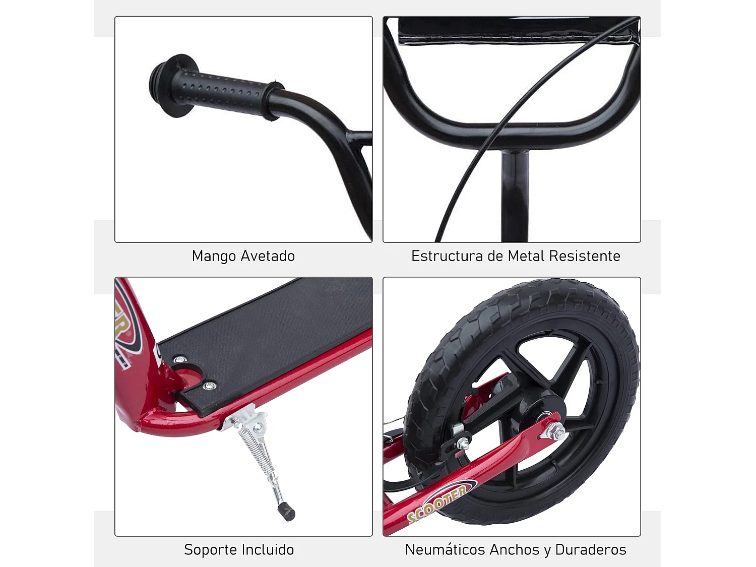 Patinete para niños rojo 120x52x88 cm HOMCOM