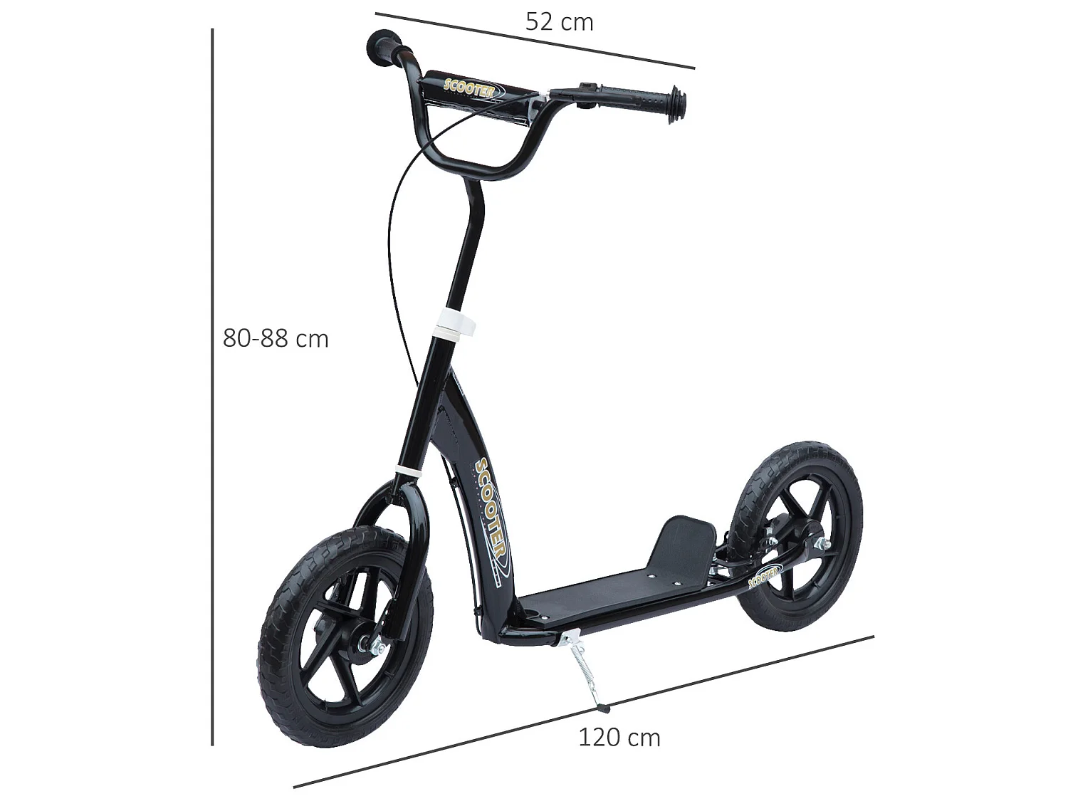 Patinete para niños negro 120x52x88 cm HOMCOM