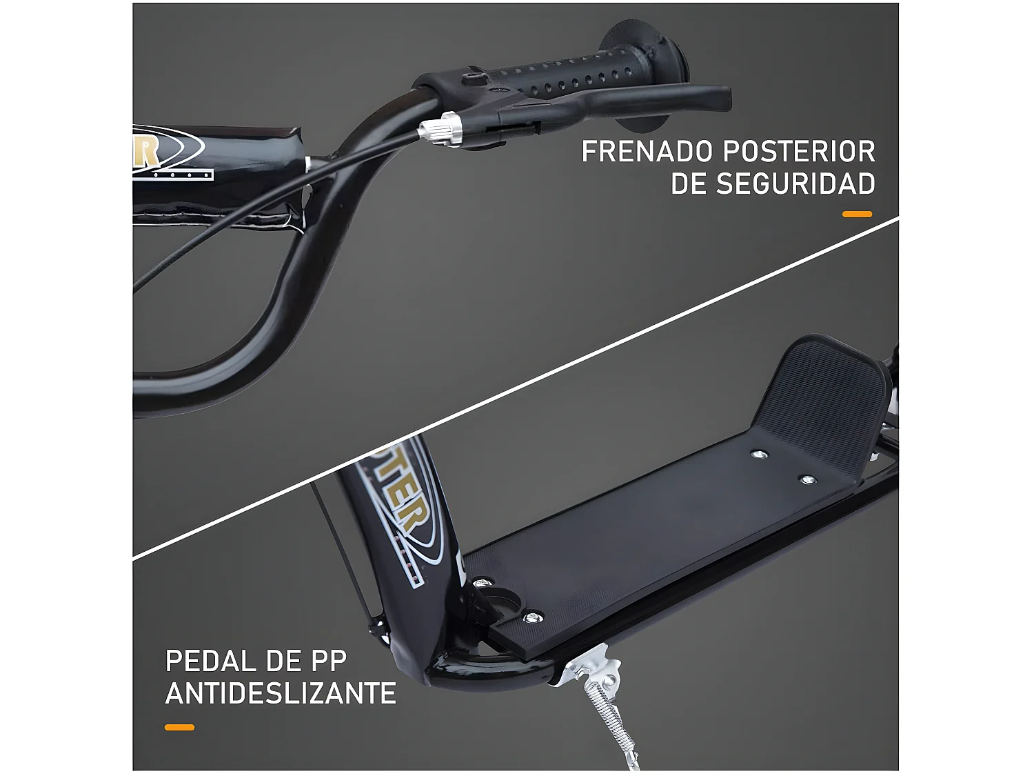 Patinete para niños negro 120x52x88 cm HOMCOM