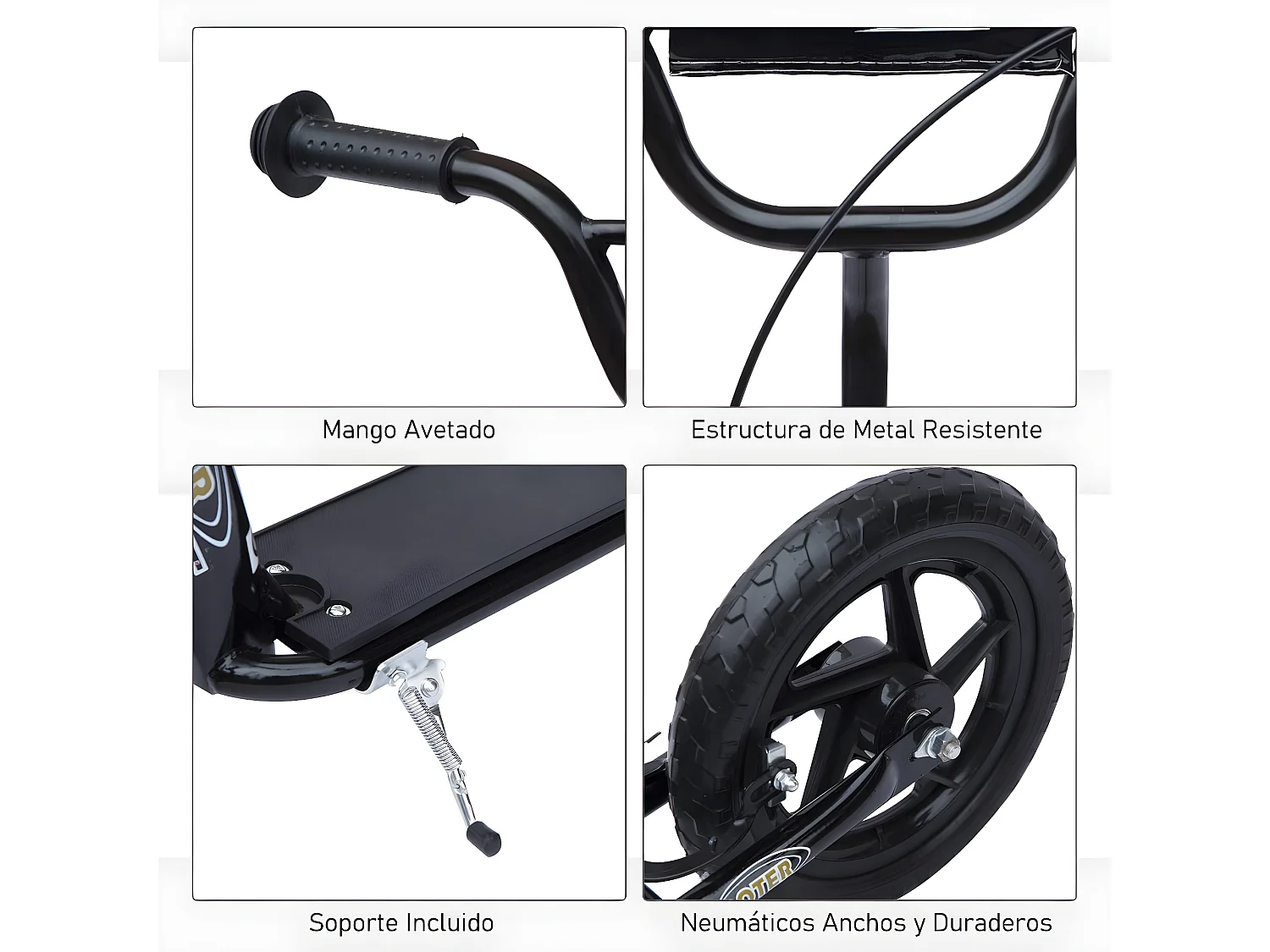 Patinete para niños negro 120x52x88 cm HOMCOM