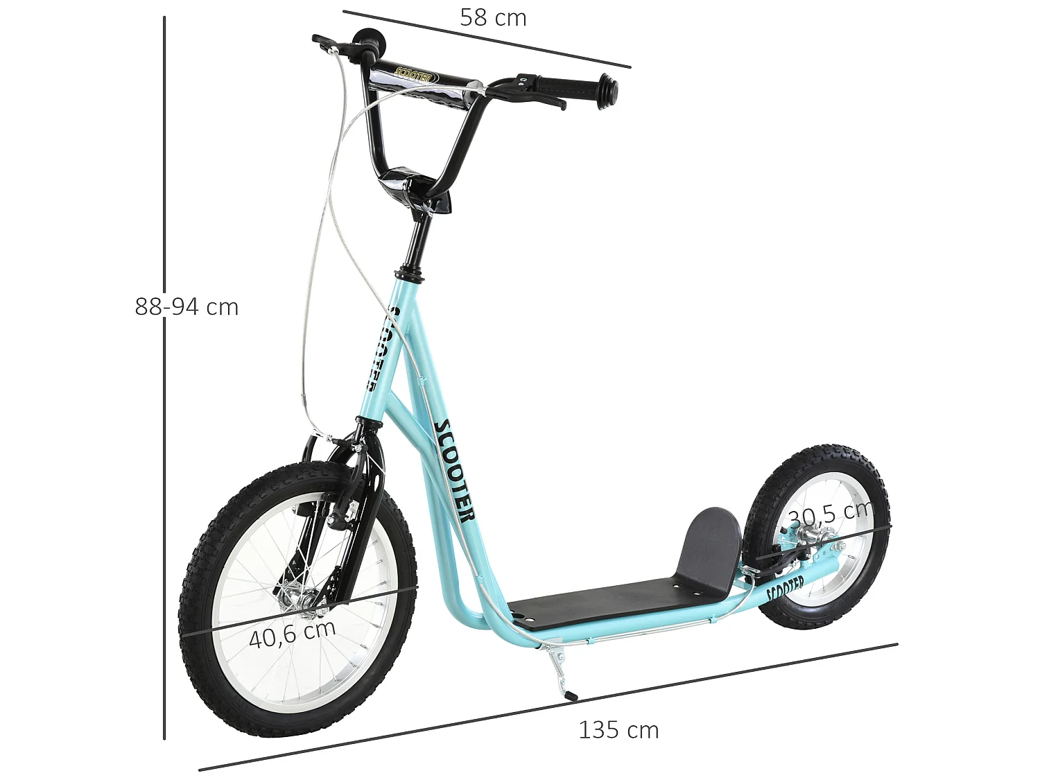 Patinete para niños azul 135x58x94 cm HOMCOM