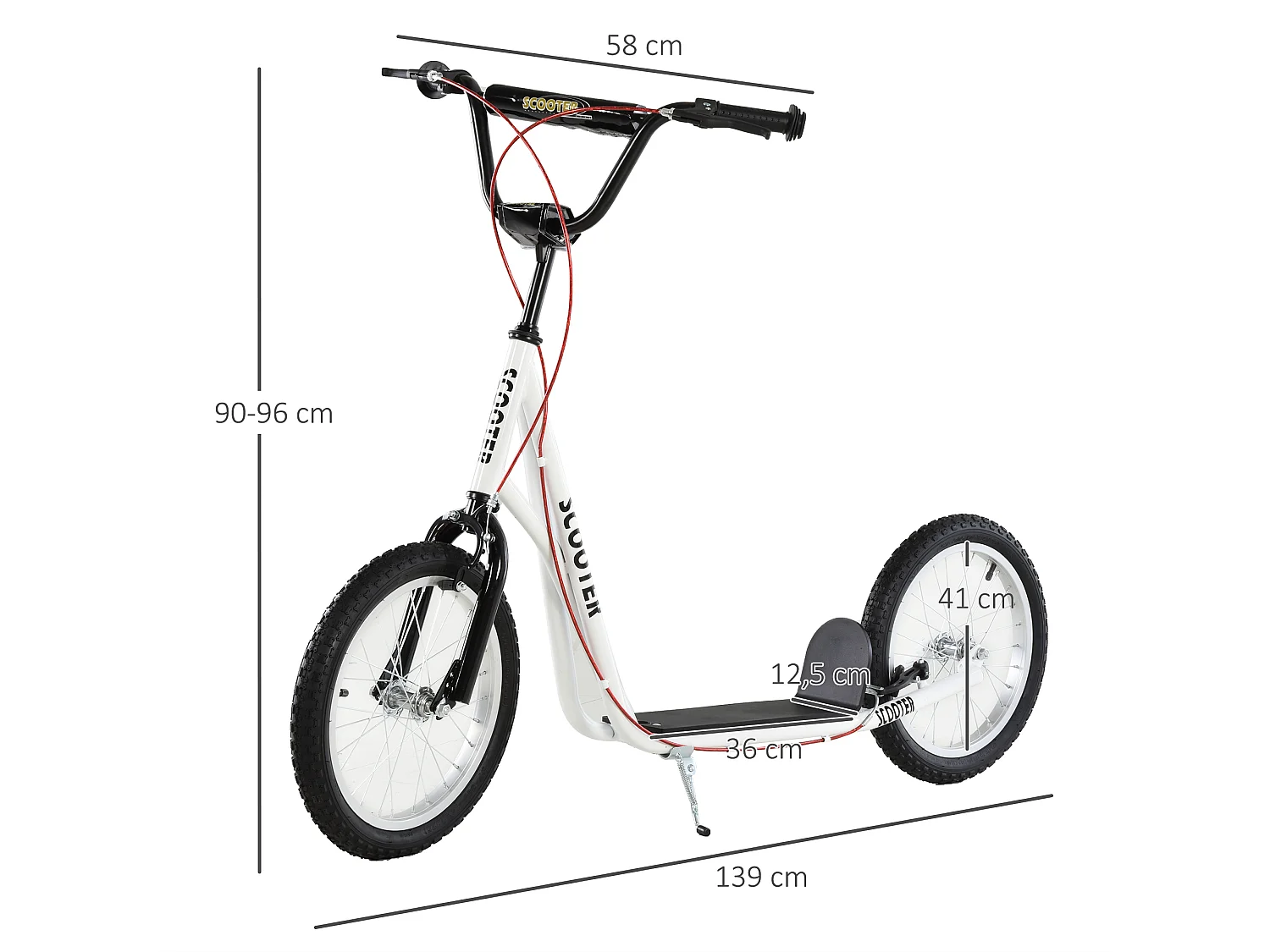Patinete para niños blanco 139x58x96 cm HOMCOM