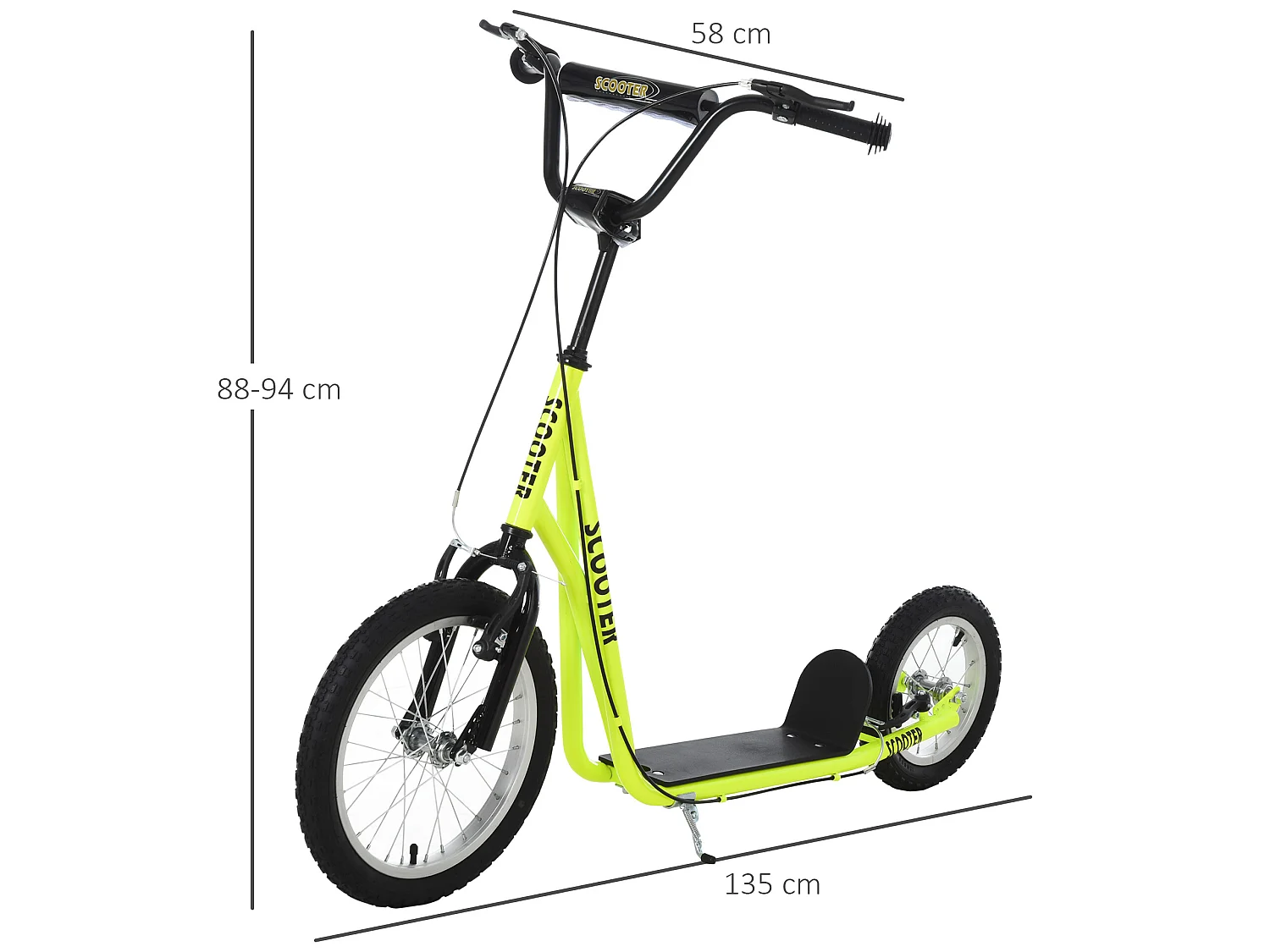 Patinete para niños amarillo 135x58x94 cm HOMCOM