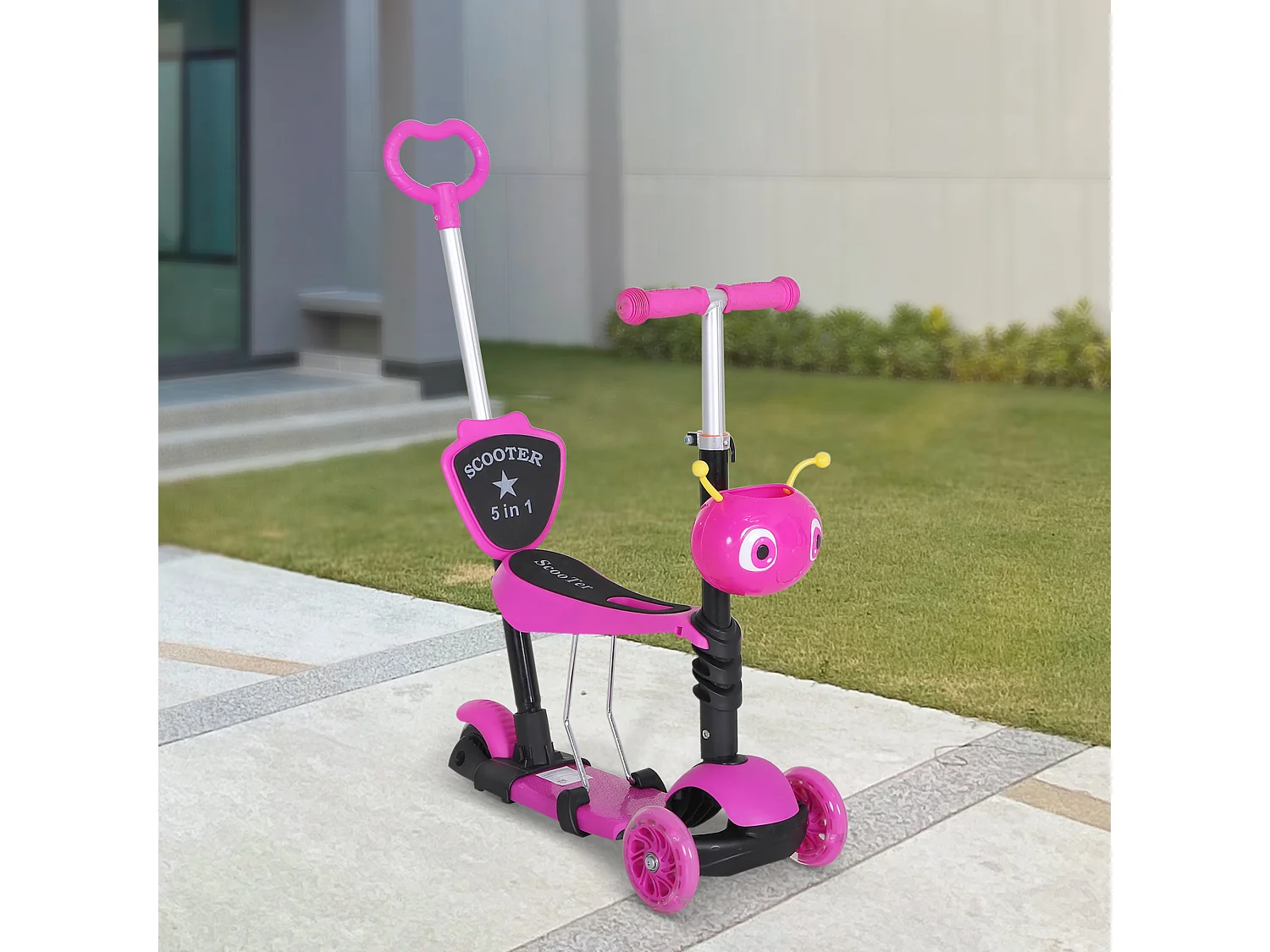 Patinete para niños rosa 62x25x72,5cm HOMCOM