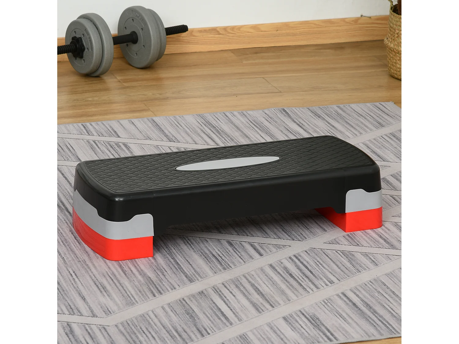 Step fitness negro, gris, rojo 68x29x15 cm HOMCOM