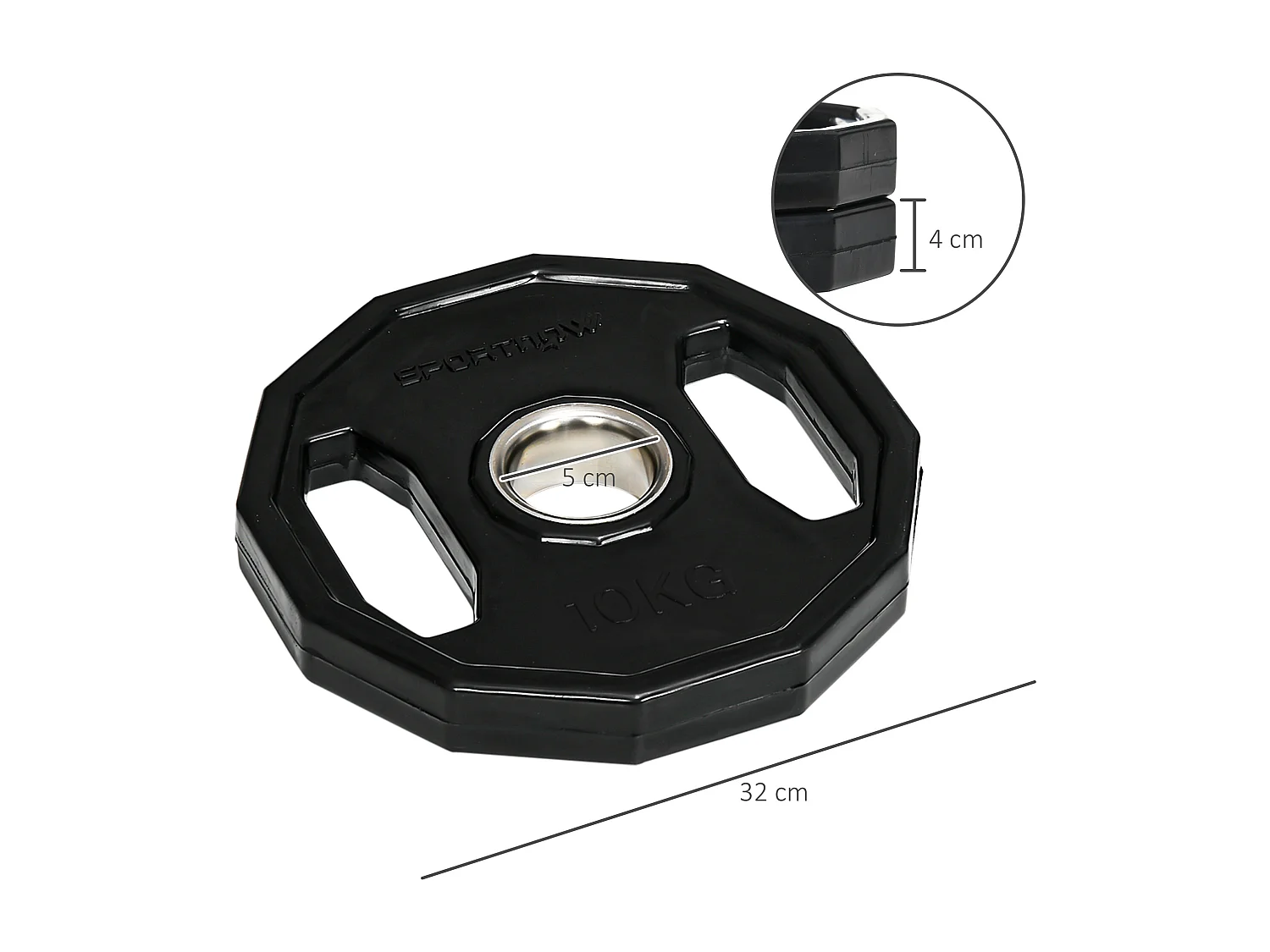 Discos de pesas negro 32x32x4 cm SPORTNOW