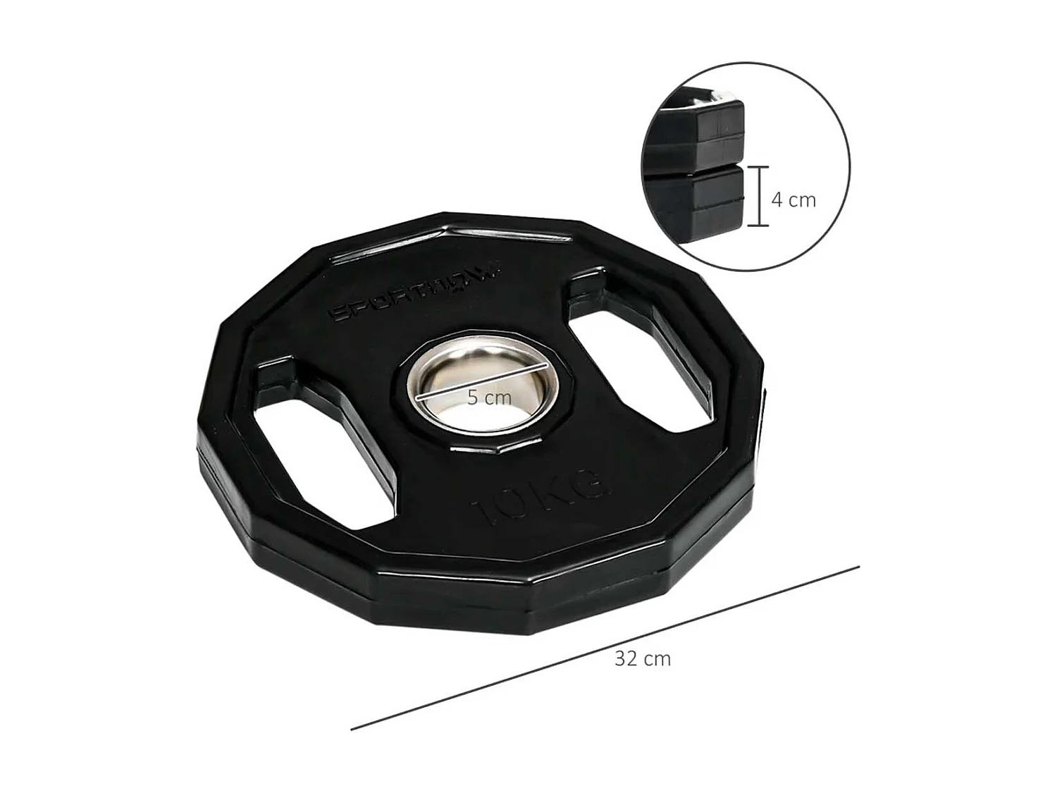 Discos de pesas negro 32x32x4 cm SPORTNOW