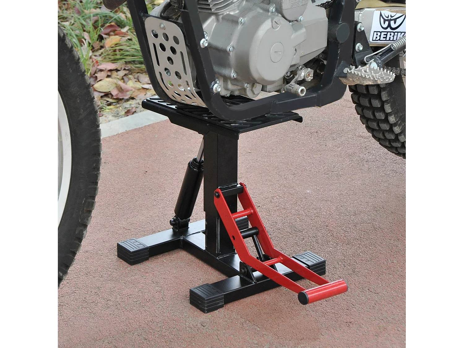 Soporte elevador de moto rojo y negro 28x17.5x35.5 cm HOMCOM