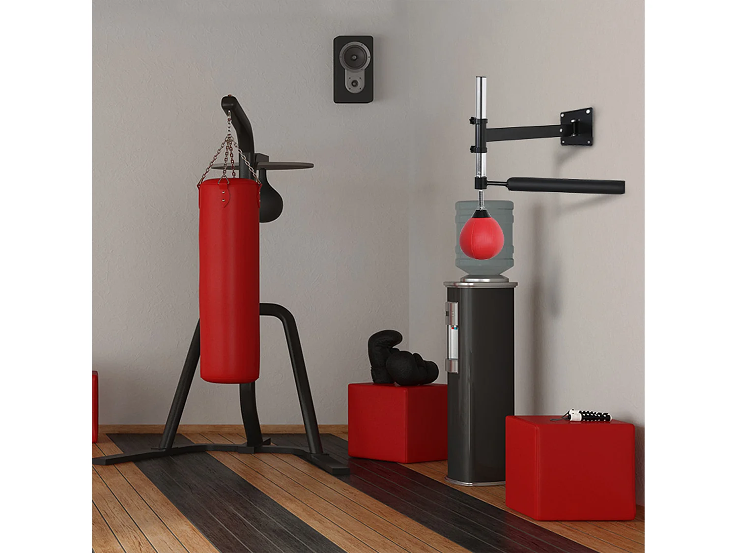 Bola de velocidad de pared negro y rojo 79x72x20 cm HOMCOM