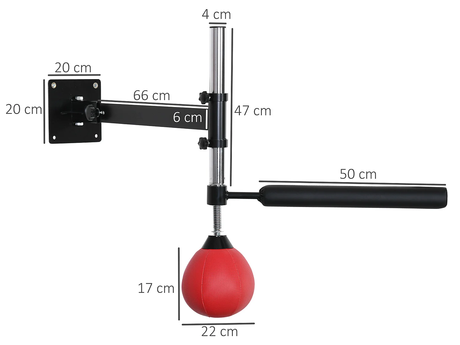 Bola de velocidad de pared negro y rojo 79x72x20 cm HOMCOM