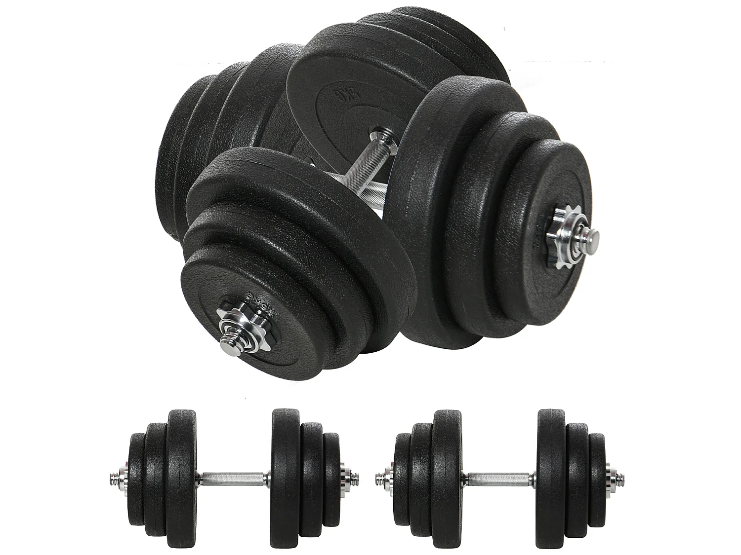 Juego de mancuernas negro ø24.5x4.3 cm HOMCOM