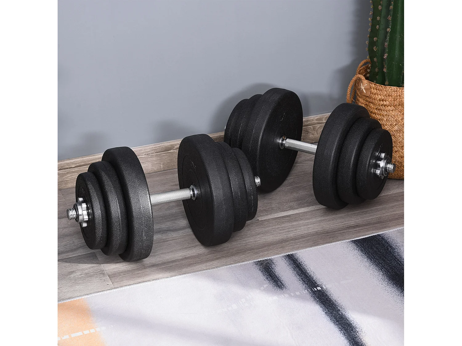 Juego de mancuernas negro ø24.5x4.3 cm HOMCOM