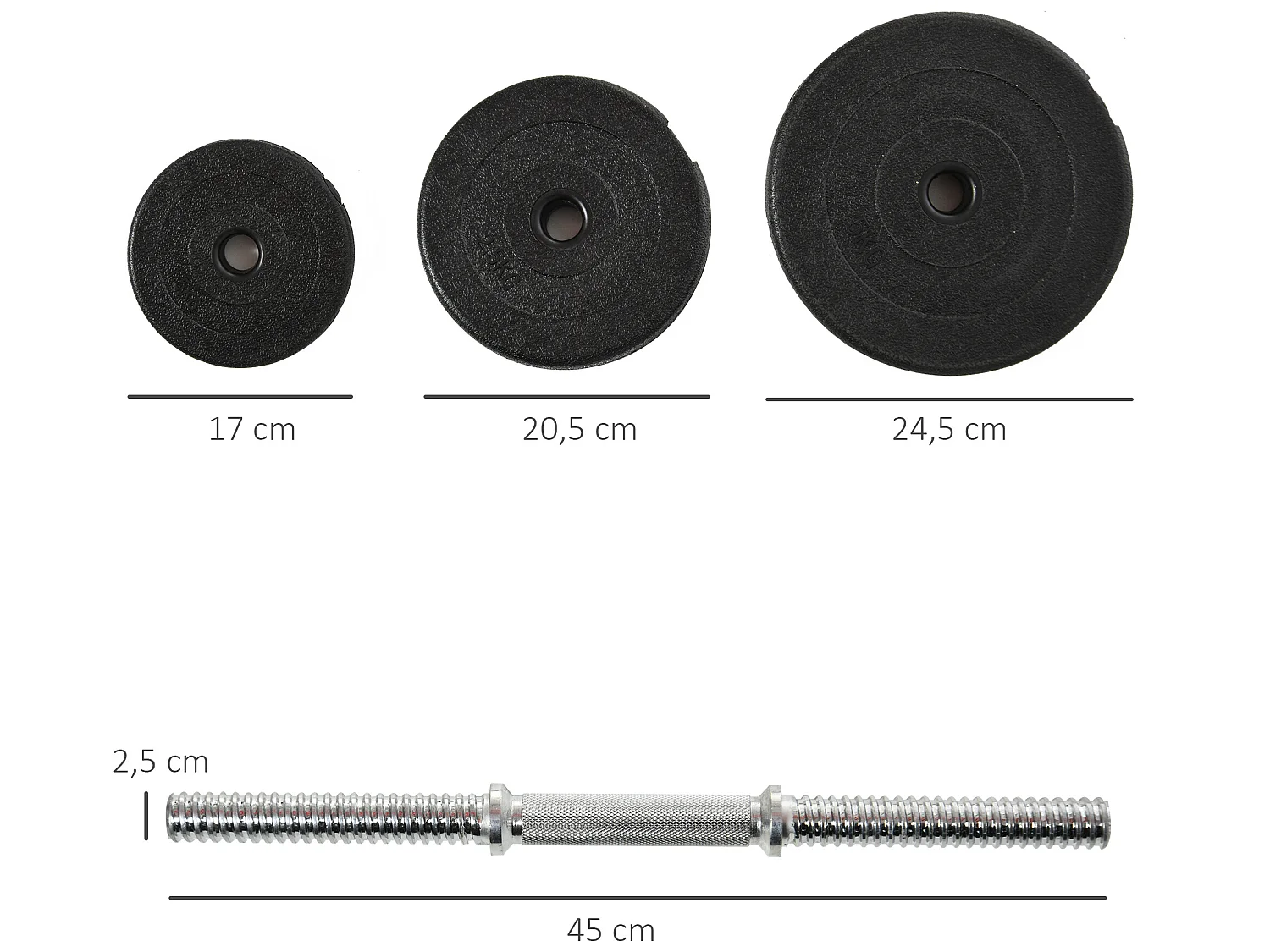 Juego de mancuernas negro ø24.5x4.3 cm HOMCOM