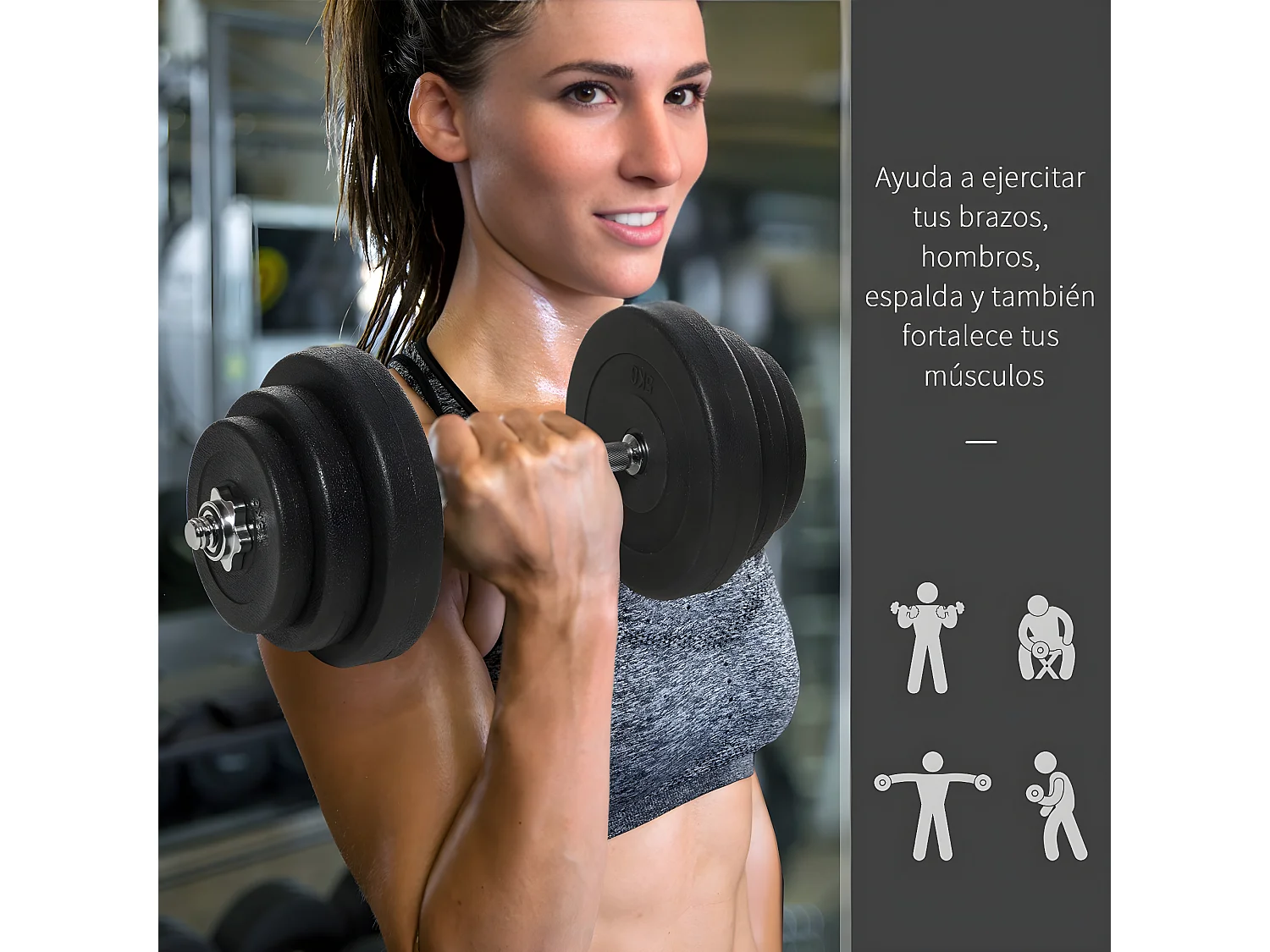 Juego de mancuernas negro ø24.5x4.3 cm HOMCOM