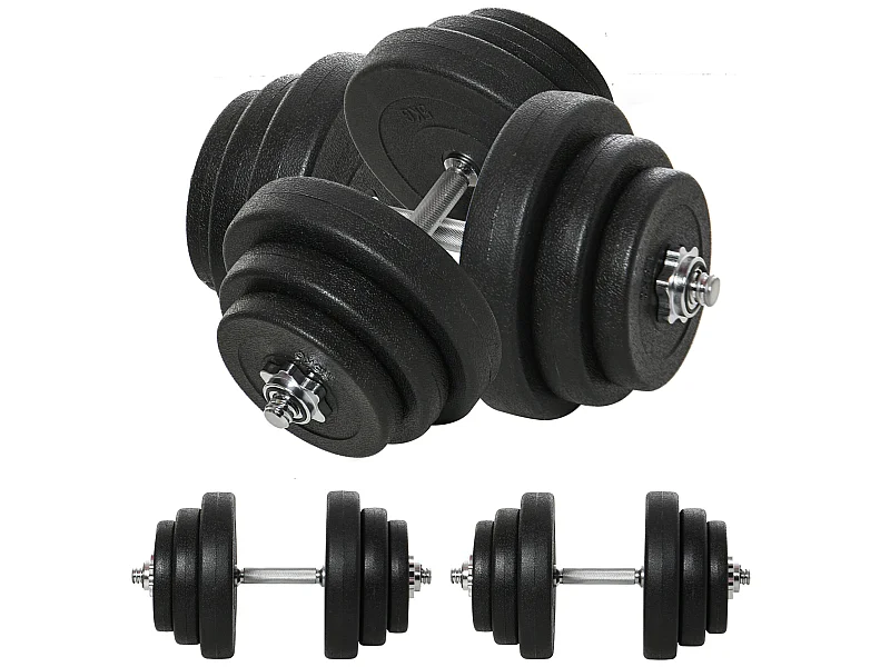 Juego de mancuernas negro ø24.5x4.3 cm HOMCOM