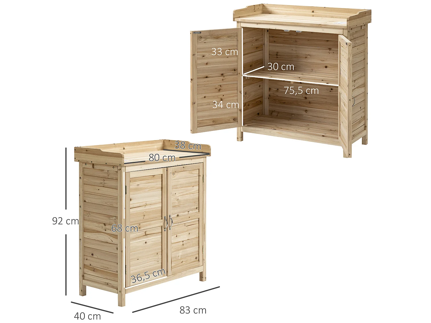 Armario de almacenaje madera natural 83x40x92 cm Outsunny