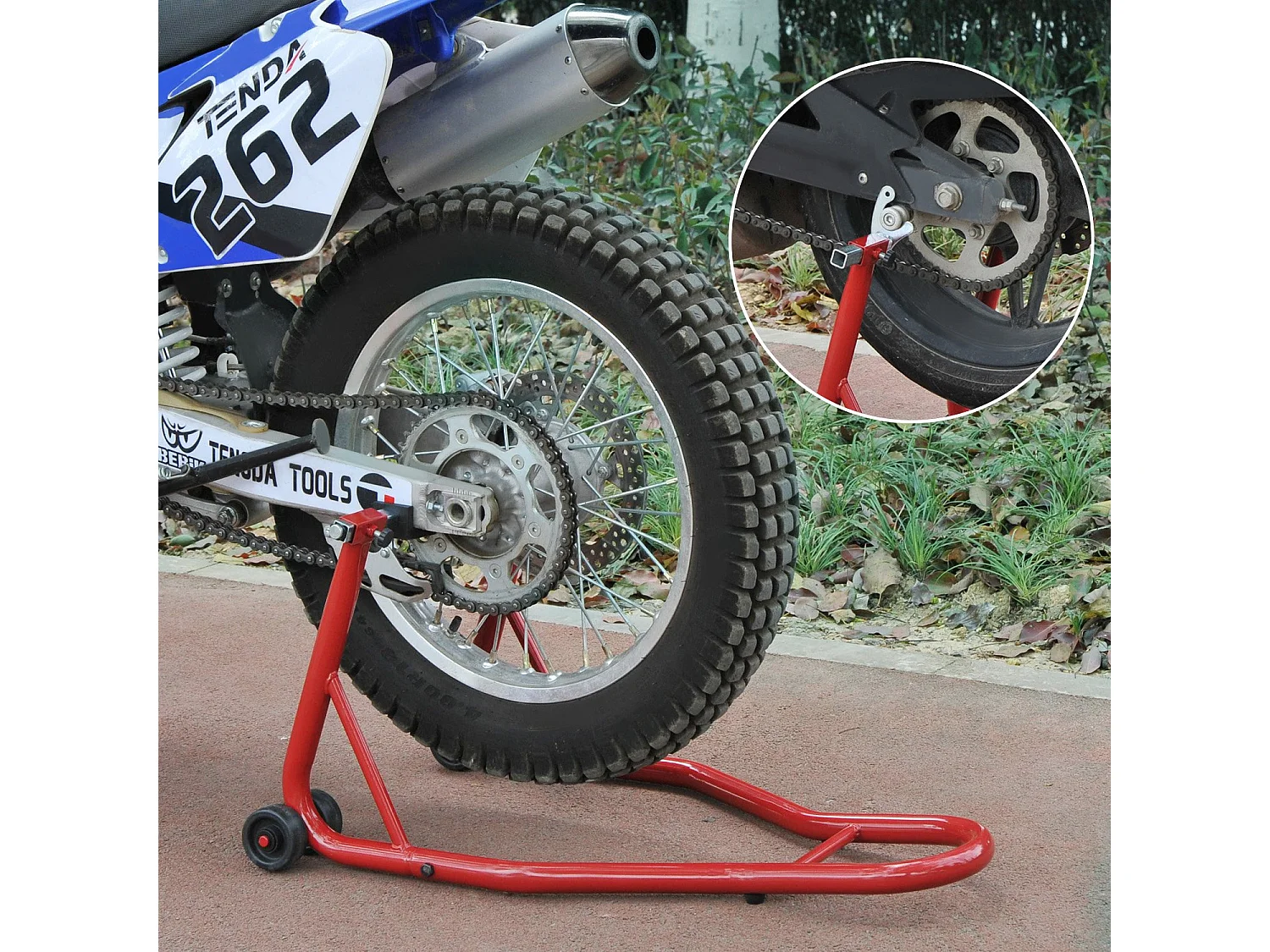 Caballete de moto rojo 80x50x40cm HOMCOM