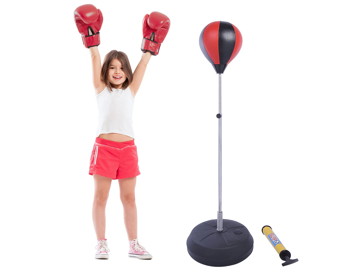 Saco de boxeo de pie rojo y negro φ43x145 cm HOMCOM