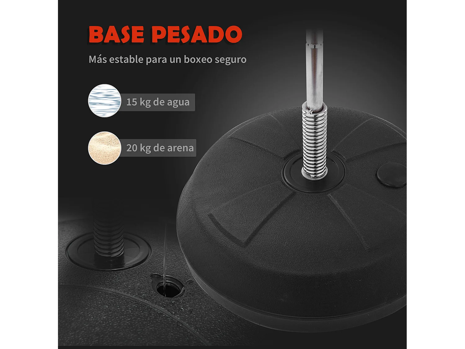 Saco de boxeo de pie rojo y negro φ43x145 cm HOMCOM