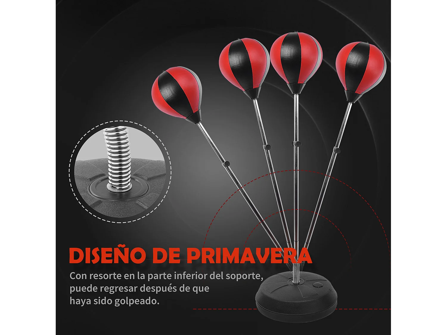 Saco de boxeo de pie rojo y negro φ43x145 cm HOMCOM