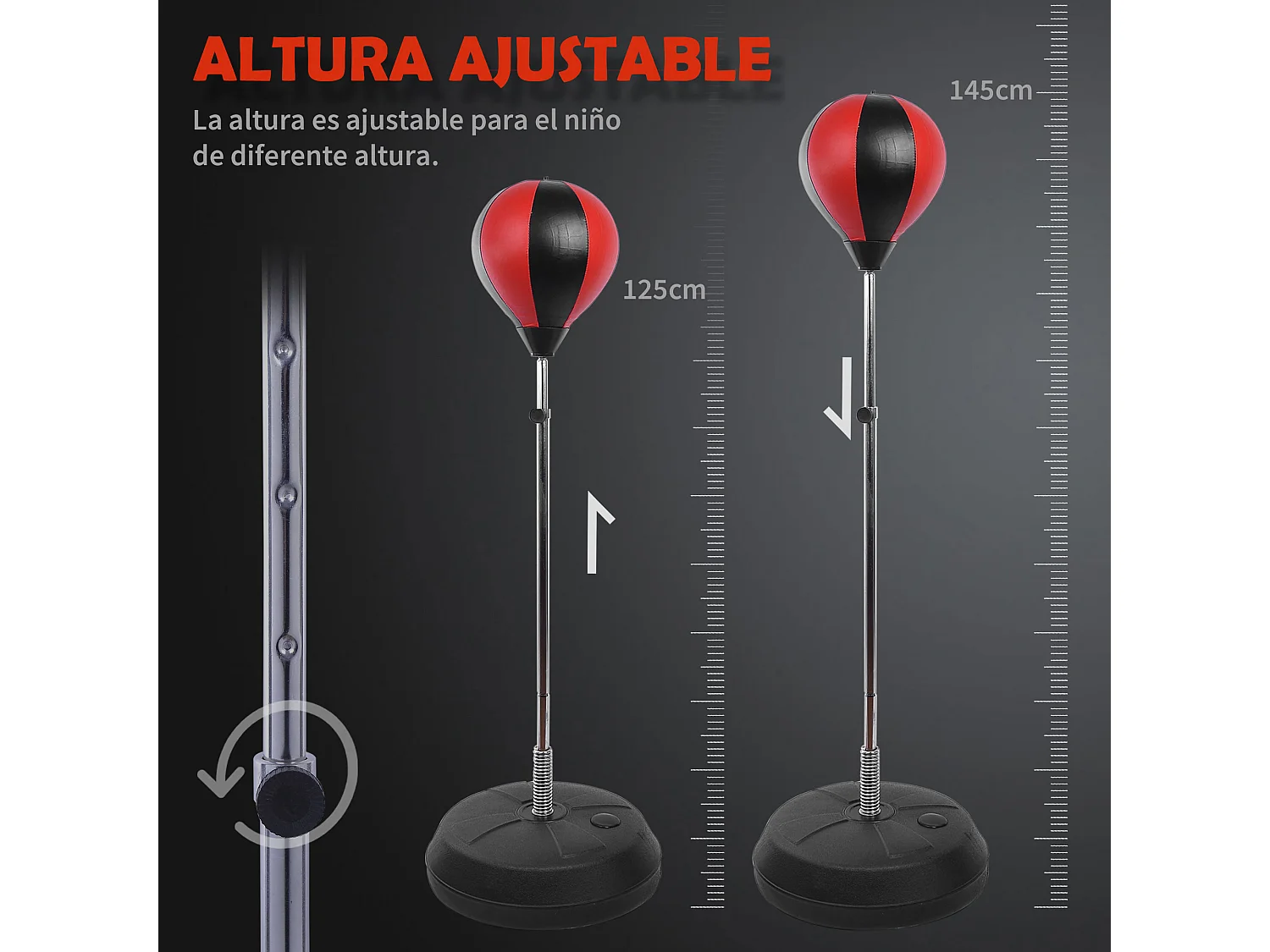 Saco de boxeo de pie rojo y negro φ43x145 cm HOMCOM