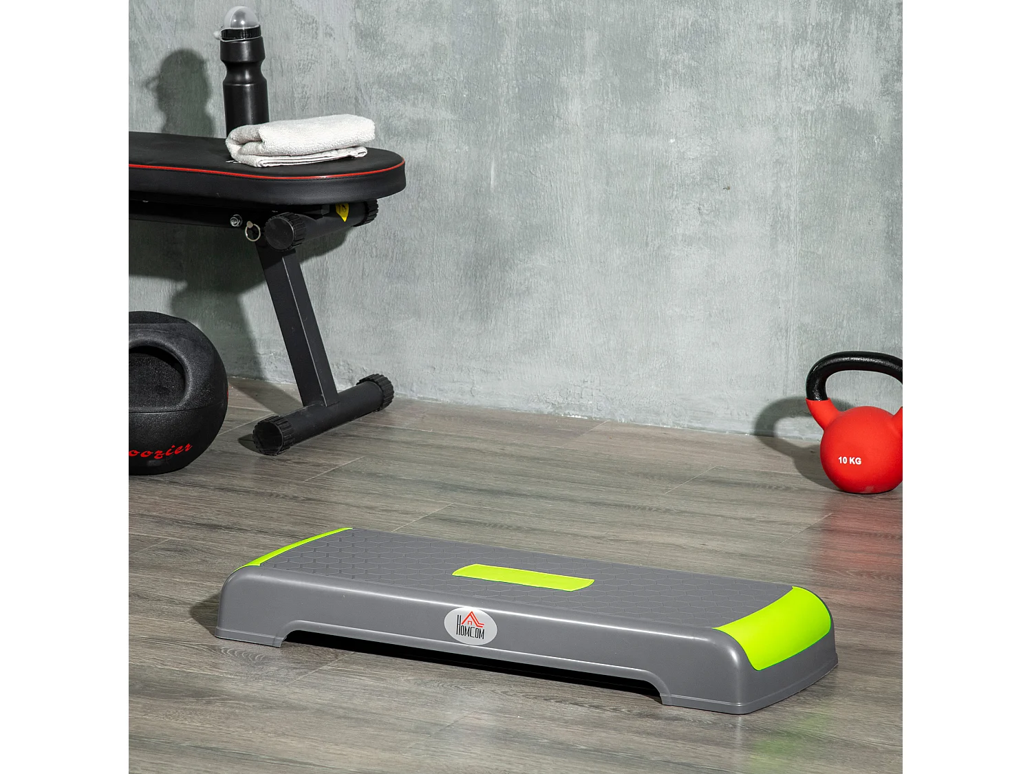 Step de aeróbic verde 78x28x20 cm HOMCOM