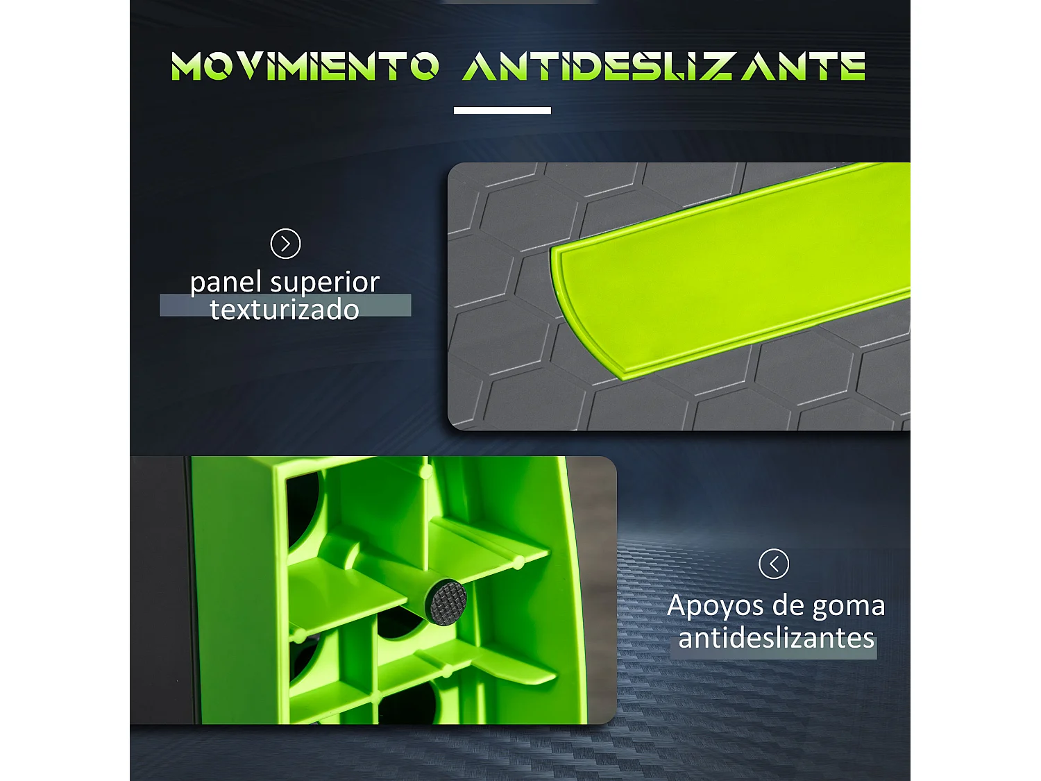 Step de aeróbic verde 78x28x20 cm HOMCOM