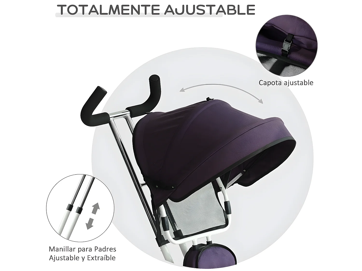 Triciclo para bebé morado 92x51x110 cm HOMCOM