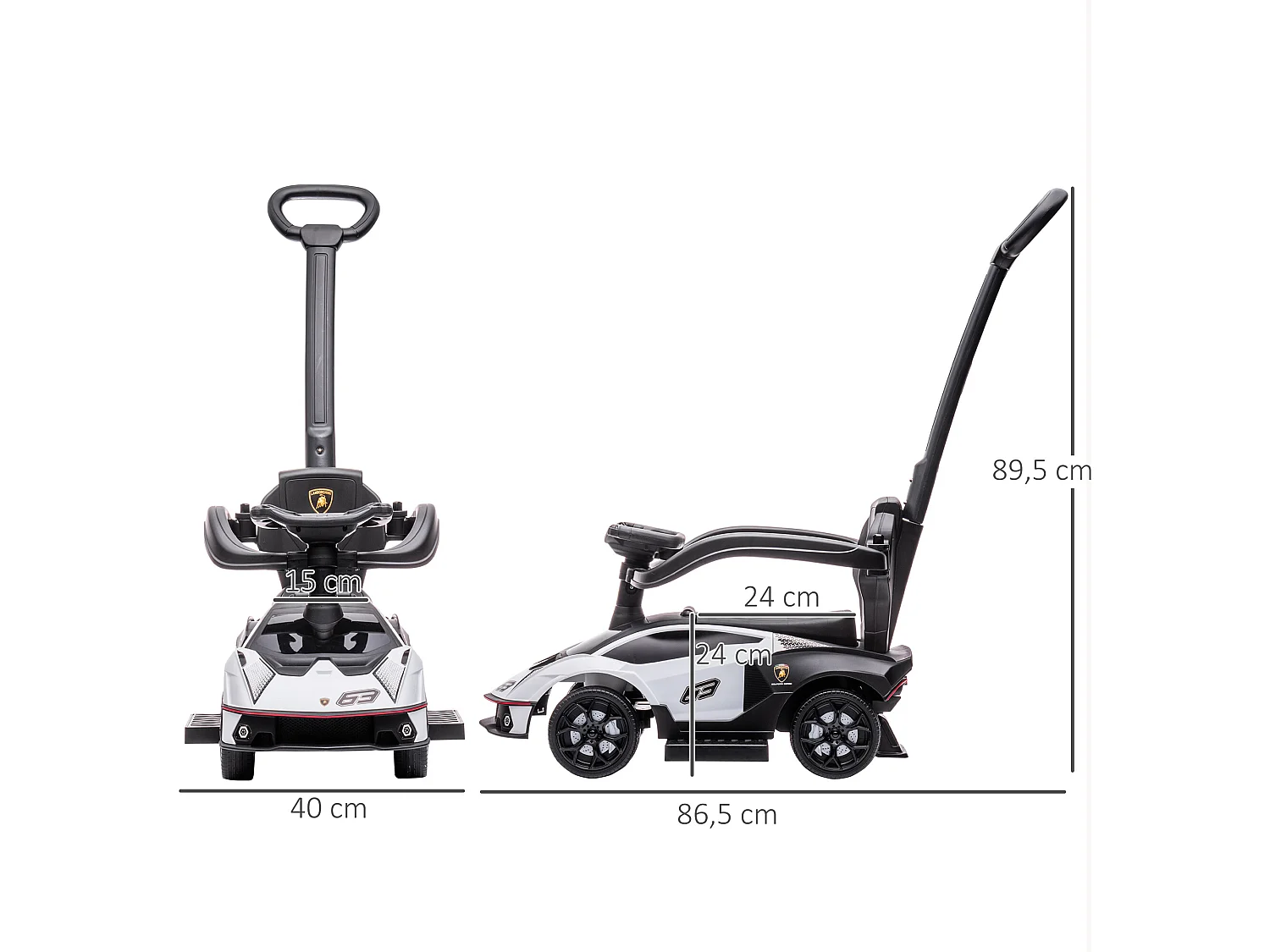 Correpasillos para niños blanco y negro 86.5x40x89.5 cm AIYAPLAY